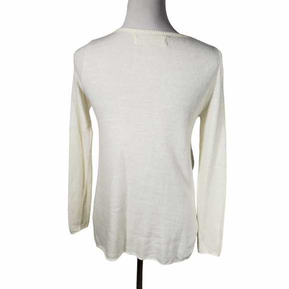 ZaraKnit size Small Cream Knit with White Lace Trim Knit Sweater - Picture 6 of 7